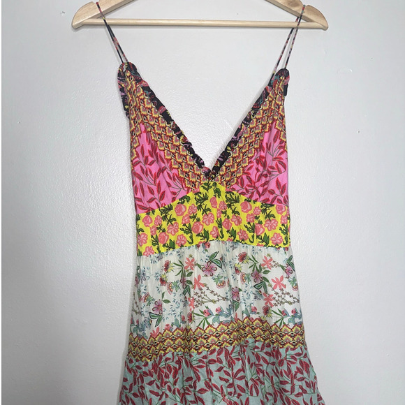 Alice + Olivia Imogene Tier Ruffle Spaghetti Strap Maxi Dress Meadow Magic US 8 - Picture 6 of 11